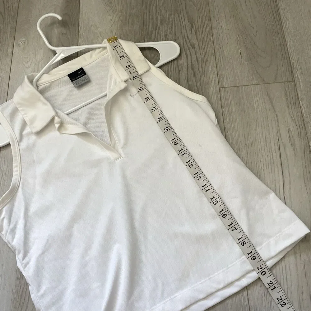 Vintage Nike Polo Tank crop workout womens White medium y2k sporty retro preppy